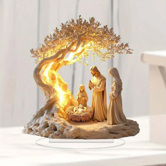 Newborn Flat Christmas Scene Desktop Decoration, 2d the Life Tree of Jesus