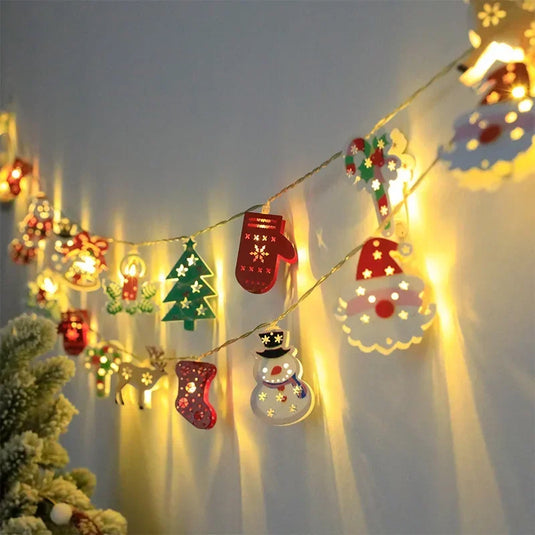 LED Fairy Lights Garland Fawn Gloves Bell Garland Battery-operated Light Living Room