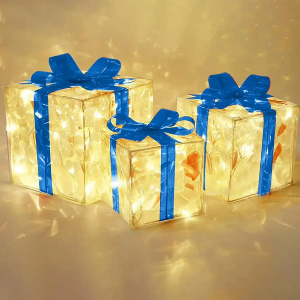 Set of 3 Christmas Lighted Gift Boxes Light Up Present Boxes for Christmas
