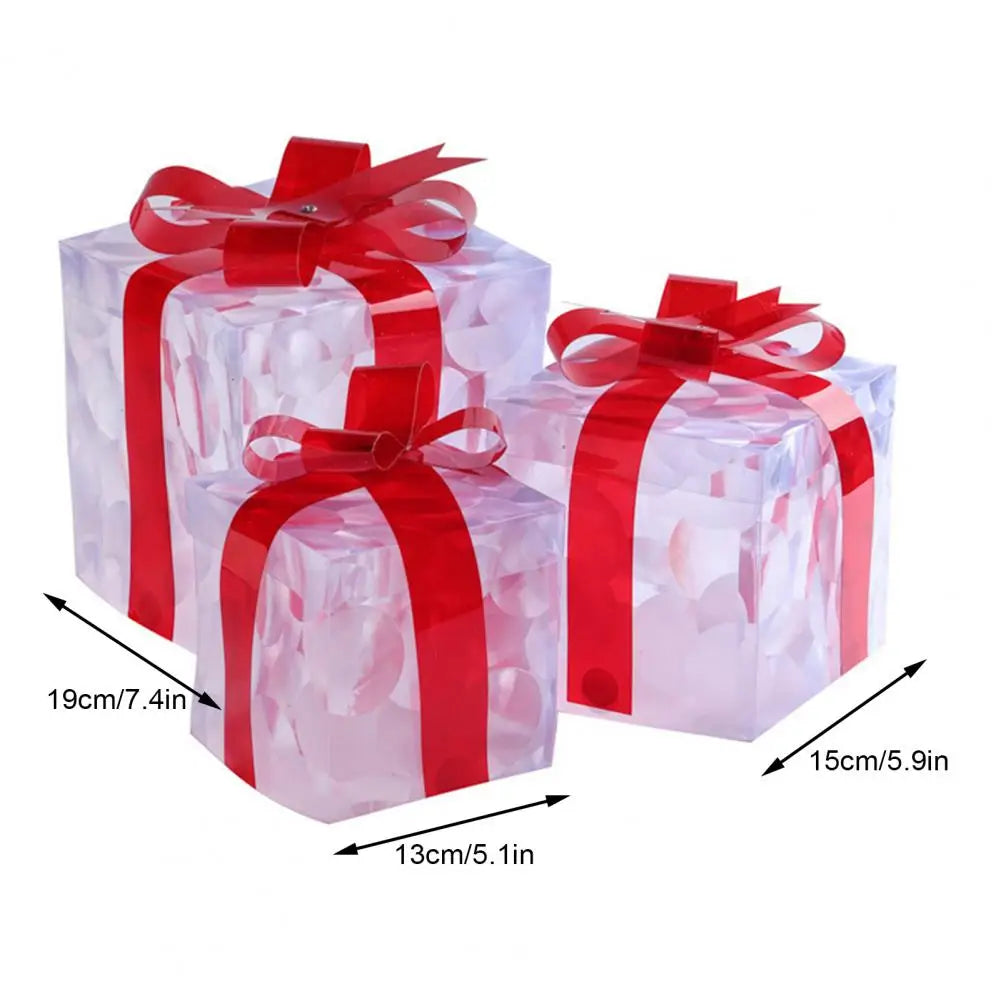 Set of 3 Christmas Lighted Gift Boxes Light Up Present Boxes for Christmas