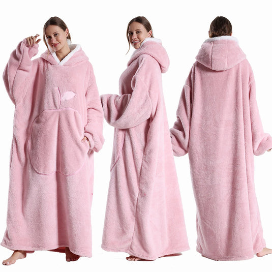 Wearable Blankets Winter Flannel Hooded Blanket