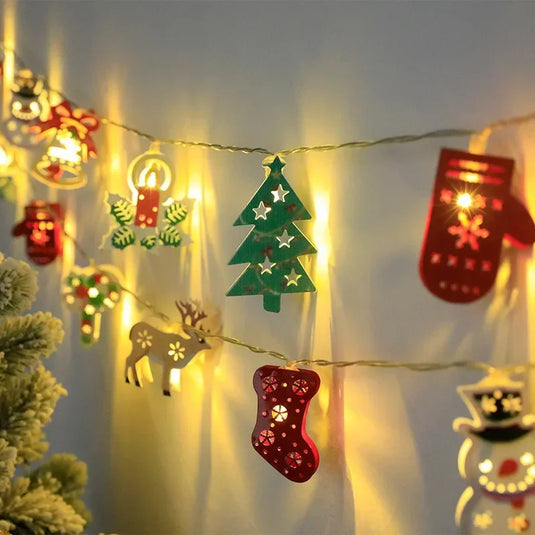 LED Fairy Lights Garland Fawn Gloves Bell Garland Battery-operated Light Living Room