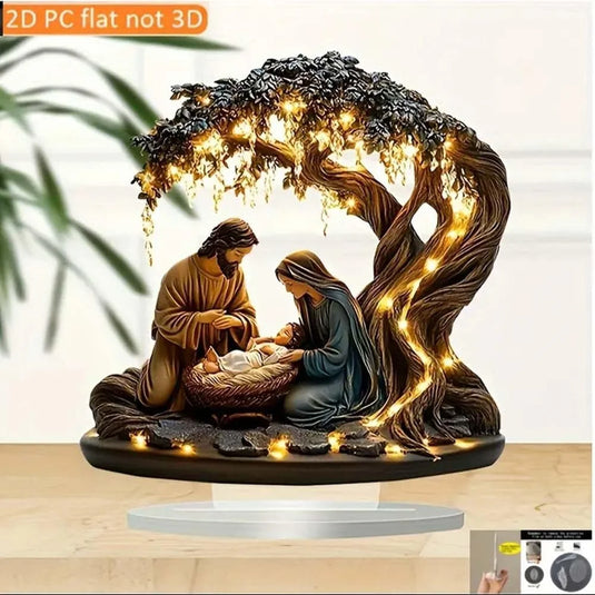 Newborn Flat Christmas Scene Desktop Decoration, 2d the Life Tree of Jesus